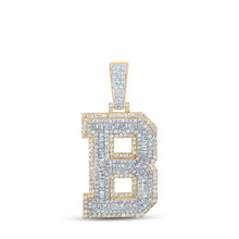 Load image into Gallery viewer, 10kt Two - tone Gold Baguette Diamond B Initial Pendant - Masculine Elegance at its Finest - Splendid Jewellery