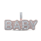10kt Two - tone Gold Baguette Diamond BABY Charm Pendant - 6 Cttw | Splendid Jewellery - Splendid Jewellery