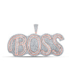 10kt Two - tone Gold Baguette Diamond BOSS Charm Pendant - 3 Cttw - Splendid Jewellery