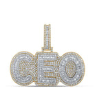 10kt Two - tone Gold Baguette Diamond CEO Charm Pendant - 2 - 1/3 Cttw - Splendid Jewellery