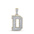 10kt Two - tone Gold Baguette Diamond D Initial Letter Charm Pendant - 2 - 1/3 Cttw - Splendid Jewellery