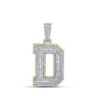 10kt Two - tone Gold Baguette Diamond D Initial Letter Charm Pendant - 2 - 1/3 Cttw - Splendid Jewellery