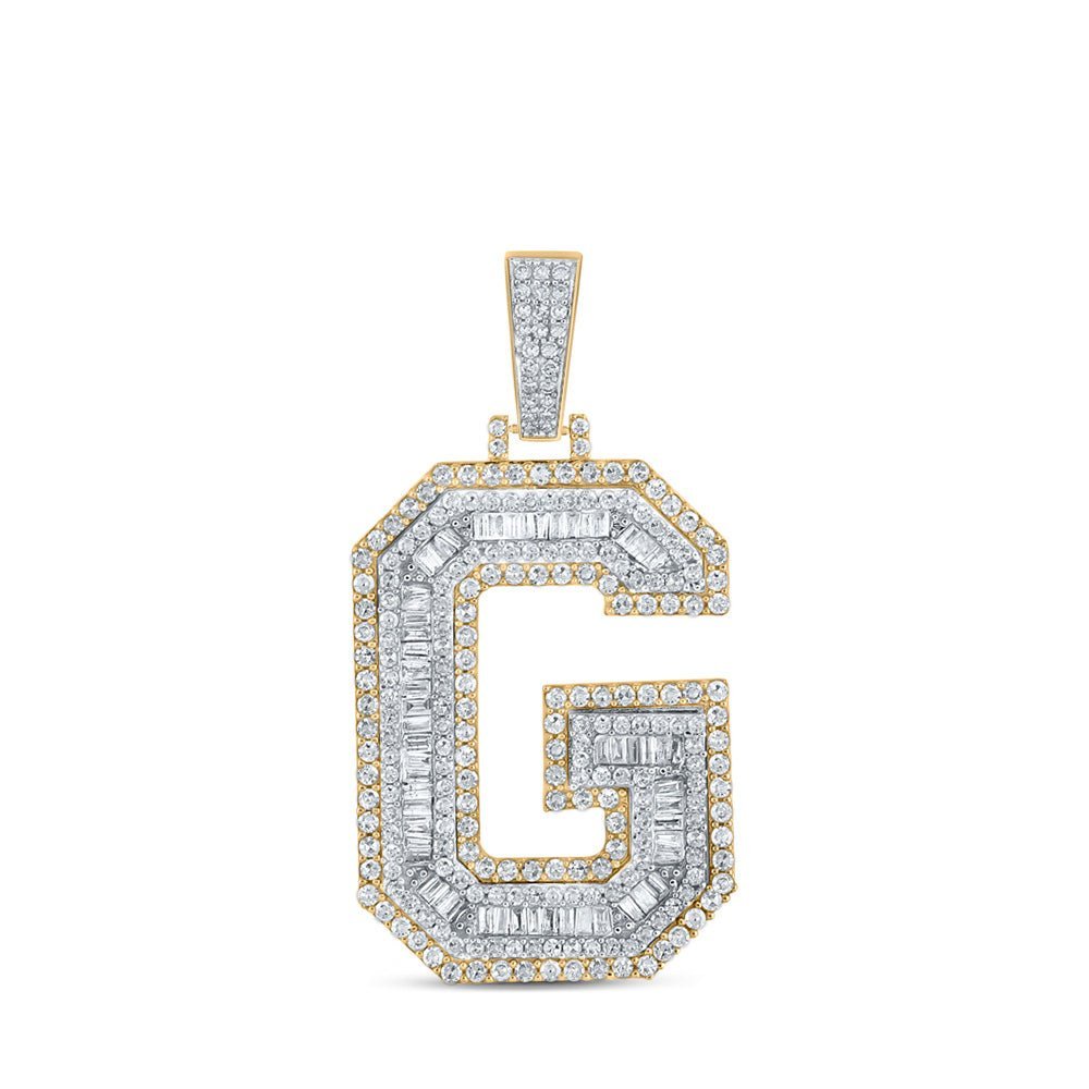 10kt Two - tone Gold Baguette Diamond G Initial Letter Pendant - 1 - 7/8 Cttw - Splendid Jewellery