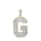 10kt Two - tone Gold Baguette Diamond G Initial Letter Pendant - 1 - 7/8 Cttw - Splendid Jewellery