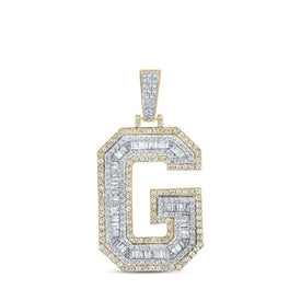 10kt Two - tone Gold Baguette Diamond G Initial Letter Pendant - 1 - 7/8 Cttw - Splendid Jewellery