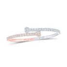 10kt Two - tone Gold Baguette Diamond Heart Cuff Bangle Bracelet - 1.5 Cttw - Splendid Jewellery