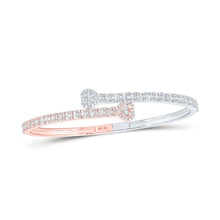 Load image into Gallery viewer, 10kt Two - tone Gold Baguette Diamond Heart Cuff Bangle Bracelet - 1.5 Cttw - Splendid Jewellery