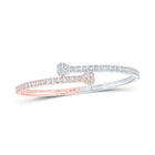 10kt Two - tone Gold Baguette Diamond Heart Cuff Bangle Bracelet - 1.5 Cttw - Splendid Jewellery