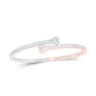 10kt Two - tone Gold Baguette Diamond Heart Cuff Bangle Bracelet - Exquisite Brilliance - Splendid Jewellery