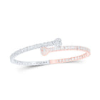 10kt Two - tone Gold Baguette Diamond Heart Cuff Bangle Bracelet - Exquisite Brilliance - Splendid Jewellery