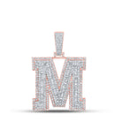 10kt Two - tone Gold Baguette Diamond M Initial Charm Pendant - 2 - 7/8 Cttw - Splendid Jewellery