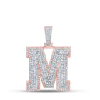 10kt Two - tone Gold Baguette Diamond M Initial Charm Pendant - 2 - 7/8 Cttw - Splendid Jewellery