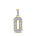 10kt Two - tone Gold Baguette Diamond Number 0 Charm Pendant for Men - 1 - 3/4 Cttw - Splendid Jewellery