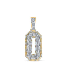 10kt Two - tone Gold Baguette Diamond Number 0 Charm Pendant for Men - 1 - 3/4 Cttw - Splendid Jewellery