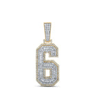 10kt Two - tone Gold Baguette Diamond Number 6 Charm Pendant for Men - 1 - 5/8 Cttw | Splendid Jewellery - Splendid Jewellery