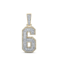 Load image into Gallery viewer, 10kt Two - tone Gold Baguette Diamond Number 6 Charm Pendant for Men - 1 - 5/8 Cttw | Splendid Jewellery - Splendid Jewellery