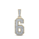 10kt Two - tone Gold Baguette Diamond Number 6 Charm Pendant for Men - 1 - 5/8 Cttw | Splendid Jewellery - Splendid Jewellery