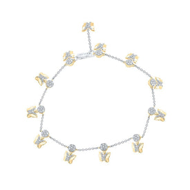 10kt Two - tone Gold Diamond Butterfly Bracelet - 3/4 Cttw: A Delicate Flutter of Sparkle - Splendid Jewellery