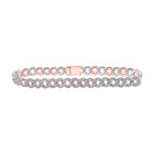 10kt Two - tone Gold Diamond Curb Link Bracelet - 3 - 1/5 Carat Total Weight - Splendid Jewellery