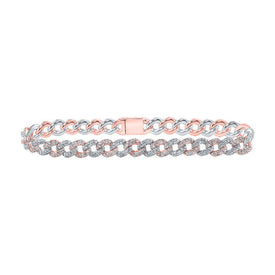 10kt Two - tone Gold Diamond Curb Link Bracelet - 3 - 1/5 Carat Total Weight - Splendid Jewellery