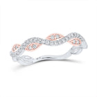 10kt Two - Tone Gold Diamond Wavy Stackable Band Ring - Splendid Jewellery