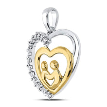 Load image into Gallery viewer, 10kt Two-tone Gold Heart Diamond Mother and Child Pendant  Side View from Splendid Jewellery