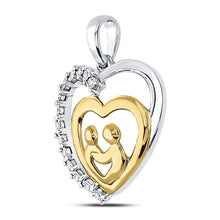 Load image into Gallery viewer, 10kt Two - tone Gold Heart Diamond Mother and Child Pendant - Splendid Jewellery