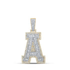 10kt Two - tone Gold Men's Baguette Diamond A Initial Letter Charm Pendant 1 - 7/8 Cttw - Splendid Jewellery