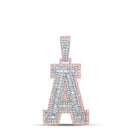 10kt Two - tone Gold Men's Baguette Diamond A Initial Letter Charm Pendant - 1 - 7/8 Cttw - Splendid Jewellery