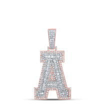 Load image into Gallery viewer, 10kt Two - tone Gold Men's Baguette Diamond A Initial Letter Charm Pendant - 1 - 7/8 Cttw - Splendid Jewellery
