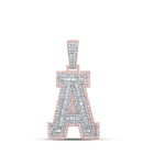 10kt Two - tone Gold Men's Baguette Diamond A Initial Letter Charm Pendant - 1 - 7/8 Cttw - Splendid Jewellery