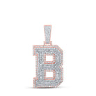 10kt Two - tone Gold Men's Baguette Diamond B Initial Charm Pendant - 2 - 1/5 Cttw - Splendid Jewellery