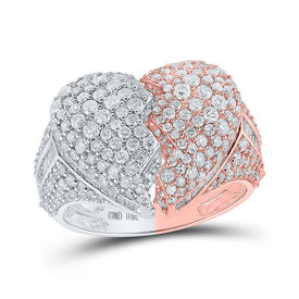 10kt Two - tone Gold Mens Baguette Diamond Broken Heart Ring - 4 - 1/4 Cttw - Splendid Jewellery