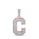 10kt Two - tone Gold Men's Baguette Diamond C Initial Charm Pendant - 1 - 3/4 Cttw - Splendid Jewellery