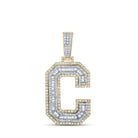 10kt Two - tone Gold Men's Baguette Diamond C Letter Charm Pendant - 1 - 3/4 Cttw | Splendid Jewellery - Splendid Jewellery