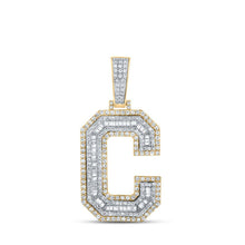 Load image into Gallery viewer, 10kt Two - tone Gold Men's Baguette Diamond C Letter Charm Pendant - 1 - 3/4 Cttw | Splendid Jewellery - Splendid Jewellery