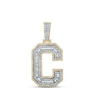 10kt Two - tone Gold Men's Baguette Diamond C Letter Charm Pendant - 1 - 3/4 Cttw | Splendid Jewellery - Splendid Jewellery