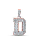 10kt Two - tone Gold Mens Baguette Diamond D Initial Letter Charm Pendant 2 - 1/3 Cttw - Splendid Jewellery