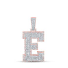 10kt Two - tone Gold Mens Baguette Diamond E Initial Letter Charm Pendant 2 Cttw - Splendid Jewellery