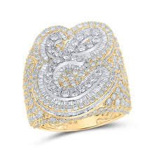 Load image into Gallery viewer, 10kt Two - tone Gold Mens Baguette Diamond E Initial Letter Ring - A Captivating Statement of Style and Sophistication - Splendid Jewellery