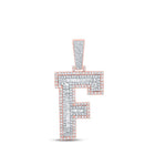 10kt Two - tone Gold Men's Baguette Diamond F Initial Letter Charm Pendant - 1 - 1/2 Cttw - Splendid Jewellery
