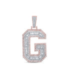 10kt Two - tone Gold Mens Baguette Diamond G Initial Charm Pendant - 1 - 7/8 Cttw - Splendid Jewellery