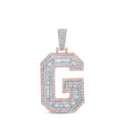 10kt Two - tone Gold Mens Baguette Diamond G Initial Charm Pendant - 1 - 7/8 Cttw - Splendid Jewellery
