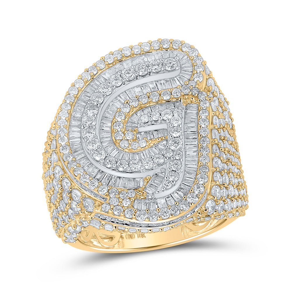 10kt Two - tone Gold Men's Baguette Diamond G Initial Letter Ring 6 - 3/4 Cttw | Splendid Jewellery - Splendid Jewellery