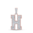 10kt Two - tone Gold Men's Baguette Diamond H Initial Charm Pendant - 2 Cttw - Splendid Jewellery