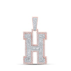 10kt Two - tone Gold Men's Baguette Diamond H Initial Charm Pendant - 2 Cttw - Splendid Jewellery