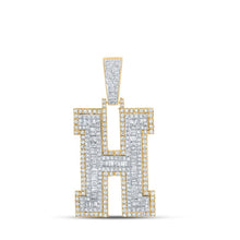 Load image into Gallery viewer, 10kt Two - tone Gold Men's Baguette Diamond H Initial Letter Charm Pendant - 2 Cttw - Splendid Jewellery