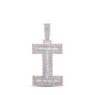 10kt Two - tone Gold Men's Baguette Diamond I Initial Letter Charm Pendant 1 - 3/4 Cttw - Splendid Jewellery