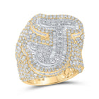 10kt Two - tone Gold Mens Baguette Diamond J Initial Letter Ring 8 Cttw | Luxurious Men's Jewelry - Splendid Jewellery