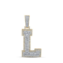 Load image into Gallery viewer, 10kt Two - tone Gold Men's Baguette Diamond L Initial Letter Charm Pendant 1 - 1/2 Cttw - Splendid Jewellery
